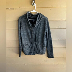 Grey American Eagle Zip Up Cowl Neck Sweater - Size Small